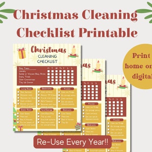 Christmas Cleaning Checklist | Printable Holiday Planner Page | Digital Xmas Planning | Christmas Organization | Fun Xmas Planner