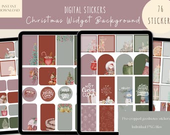 Arrière-plan du widget de Noël Stickers Goodnotes|Sticker numérique de tous les jours| Sticker pour agenda hiver | Stickers iPad Noël | Stickers iPad de Noël