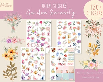 Garden Serenity Goodnotes Stickers|Spring Everyday Digital Sticker|Flowers Digital Stickers|Floral Goodnotes Stickers|Botanical iPad Sticker