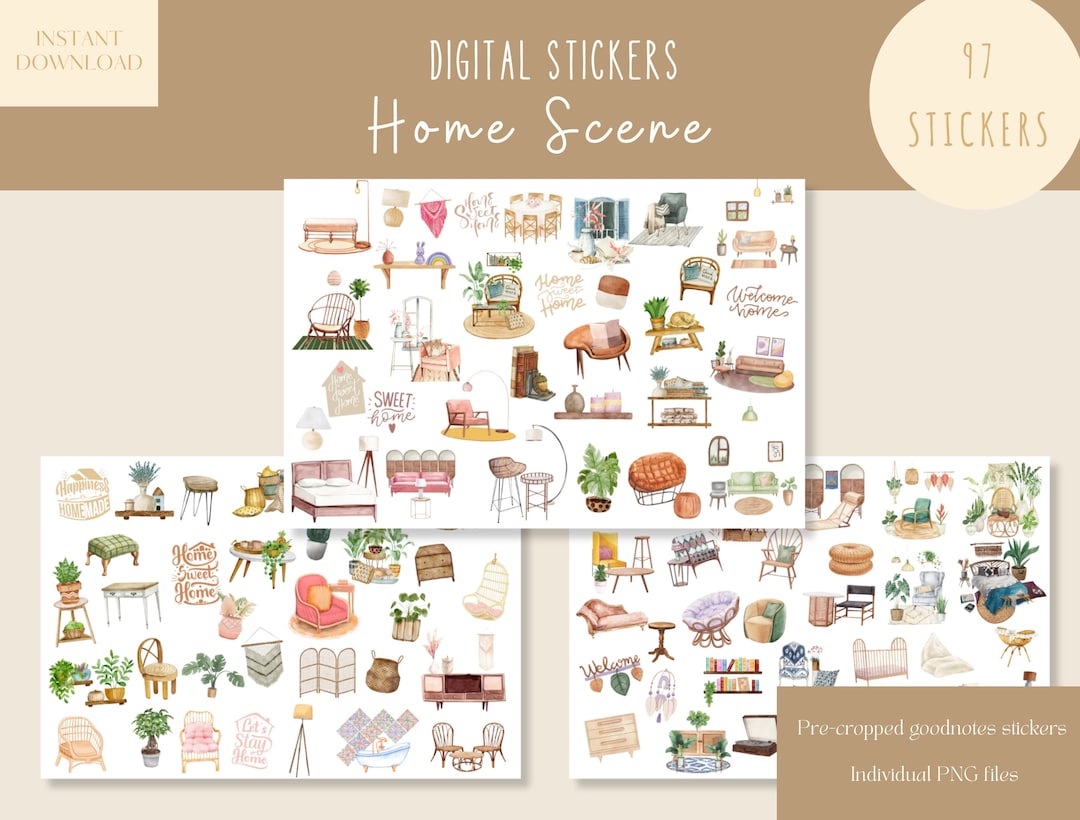 Home Scene Goodnotes Stickers|cozy Home Digital Stickers| Digital ...