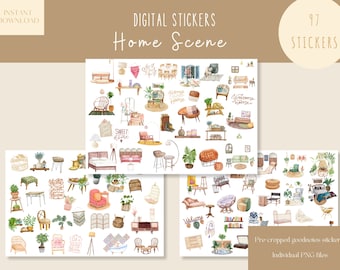 Home Scene Goodnotes Stickers|Cozy Home Digital Stickers| Digital Planner Sticker|Minimalist Goodnotes Stickers |Everyday iPad Stickers