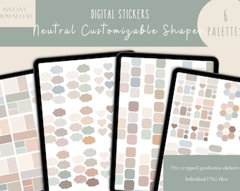 Neutral Customizable Shapes Goodnotes Stickers|Everyday Digital Stickers|Earth tone Digital Sticker|Widget Stickers |Shapes Pre-cropped PNG