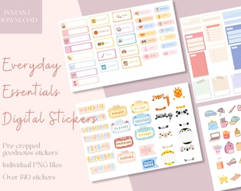Everyday Essential Daily Life Goodnotes Digital Stickers| Everything Planner Stickers | Precropped Ipad Stickers |Digital Planner Stickers