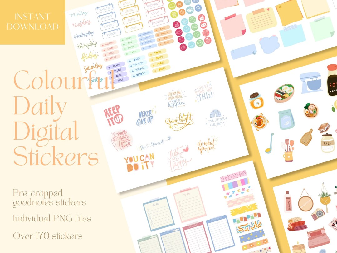 Colorful Daily Goodnotes Digital Stickers for Everyday Use|digital ...