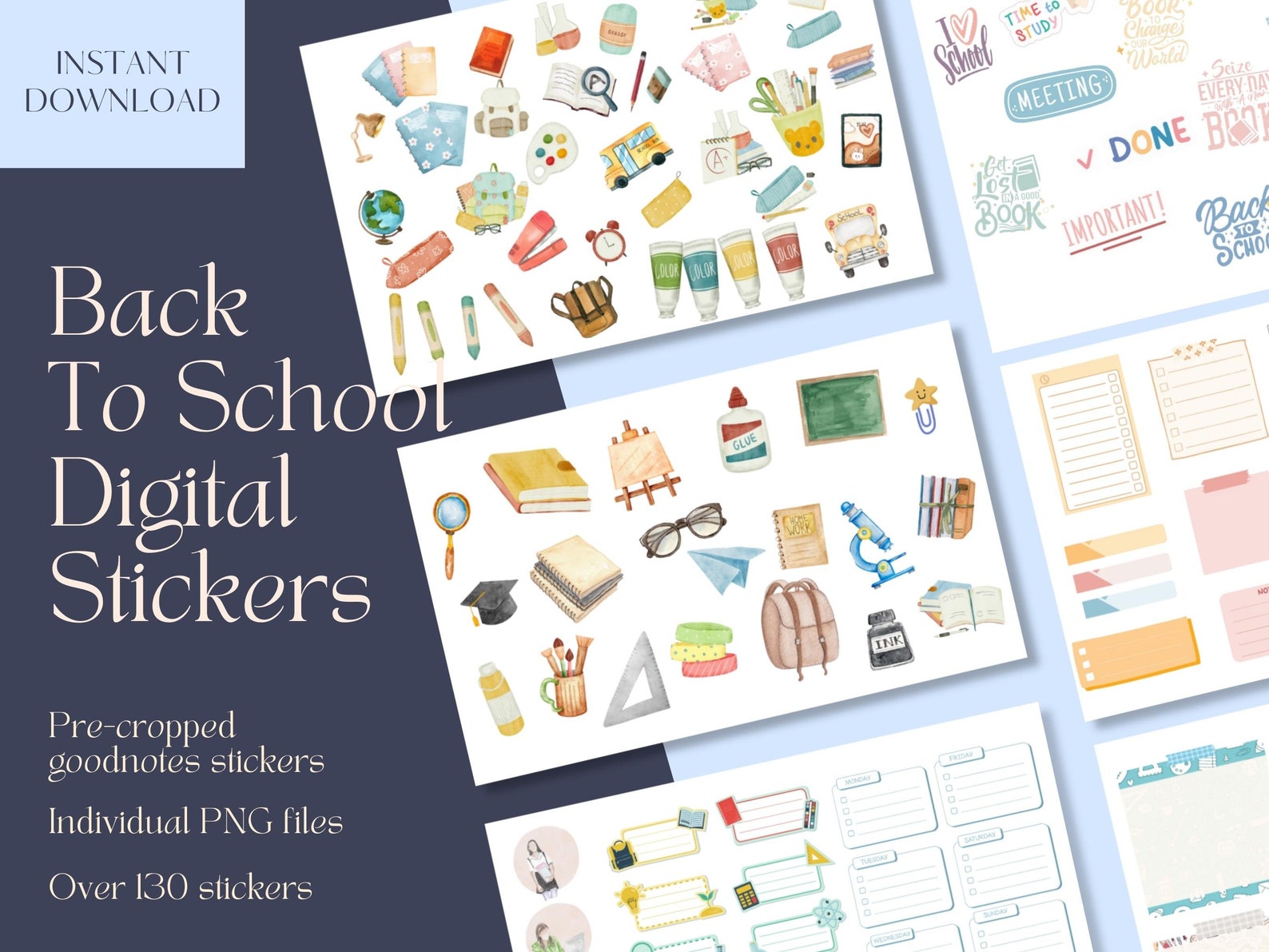 Back to School Goodnotes Digital Stickers|daily Digital Stickers ...