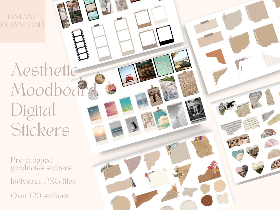 Aesthetic Mood Board Digital Stickers for Goodnotes - Etsy