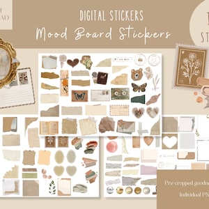 Mood Board Goodnotes Pegatinas/Pegatinas digitales estéticas cotidianas/ Pegatina minimalista del planificador /Pegatinas de iPad de álbum de recortes /Pegatinas digitales