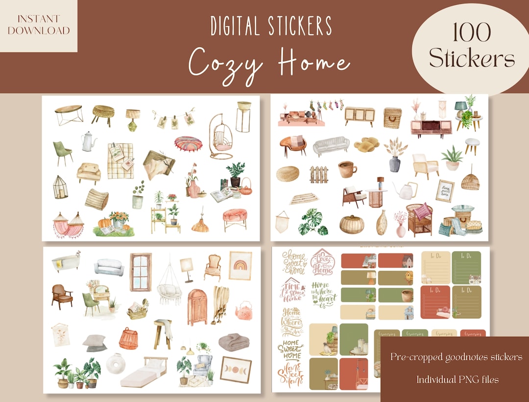 Cozy Home Goodnotes Stickers|everyday Digital Stickers| Digital Planner ...