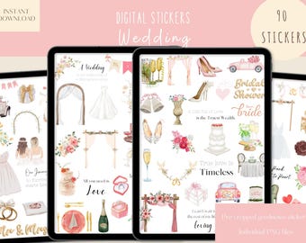 Wedding Goodnotes Stickers | Bride Digital Stickers | Love digital stickers| bridal shower Digital Stickers| brides-to-be iPad Stickers