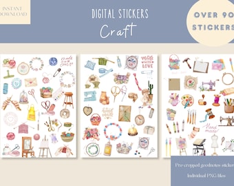 Craft Goodnotes Stickers|Everyday Digital Stickers|Watercolor Goodnotes Stickers |DIY art iPad Stickers |Clipart digital planner stickers