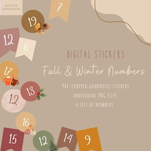 Fall & Winter Numbers Goodnotes Stickers| Autumn Numbers Digital Stickers | Planner Stickers | Fall ipad Stickers | Winter Digital Stickers