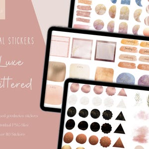 Luxe Glittered Goodnotes Stickers|Watercolor Everyday Digital Stickers| Aesthetic Planner Sticker |Rose gold iPad Stickers |Digital Stickers