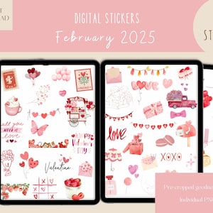 February 2025 GoodNotes Stickers |Valentine's Day Planner Stickers | Minimalist Digital Stickers |Winter GoodNotes |Digital Planner Stickers
