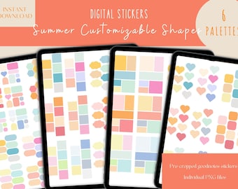 Summer Customizable Shapes Goodnotes Stickers|Everyday Digital Stickers|Digital Planner Sticker|Widget ipad Stickers |Shapes Pre-cropped PNG