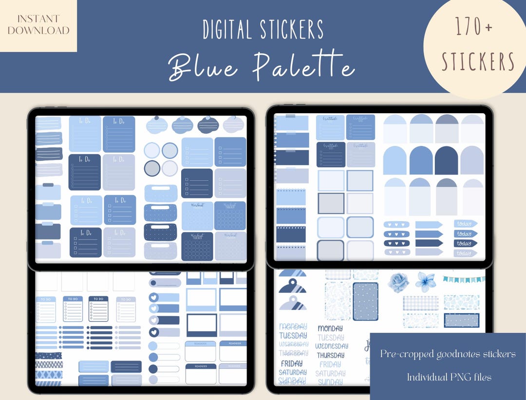 Blue Palette Goodnotes Stickers|everyday Digital Stickers| Digital ...