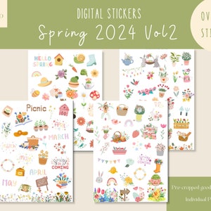 Spring 2024 Vol2  Goodnotes Stickers|March Digital Stickers|April Digital Planner Sticker|Floral Goodnotes Stickers |Spring iPad Stickers