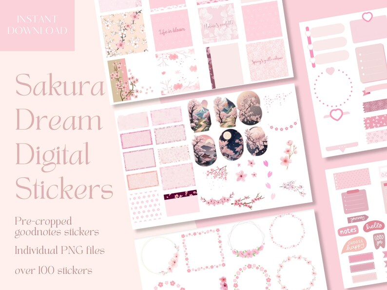 Sakura Dreams Goodnotes Stickers| Everyday Digital Stickers| Planner ...