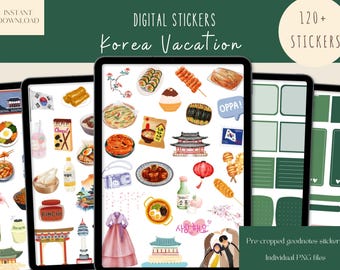 Korea Vacation Goodnotes Stickers| Korean Digital Stickers|Digital Planner Stickers |Vacation Goodnotes Stickers |Korea Travel iPad Stickers