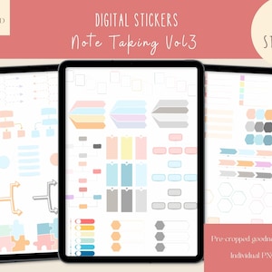Stickers Prise de notes Vol3 Goodnotes|Stickers numériques de tous les jours|Stickers Planificateur d'études |Stickers Study Goodnotes |Stickers Mindmap pour iPad