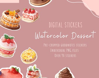 Watercolor Dessert Daily Goodnotes Stickers|daily digital stickers| Goodnotes Planner Stickers |digital plannerstickers |Everyday Stickers