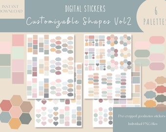 Customizable Shapes Vol2 Goodnotes Stickers|Everyday Digital Stickers|Digital Planner Sticker|Widget ipad Stickers |Shapes Pre-cropped PNG