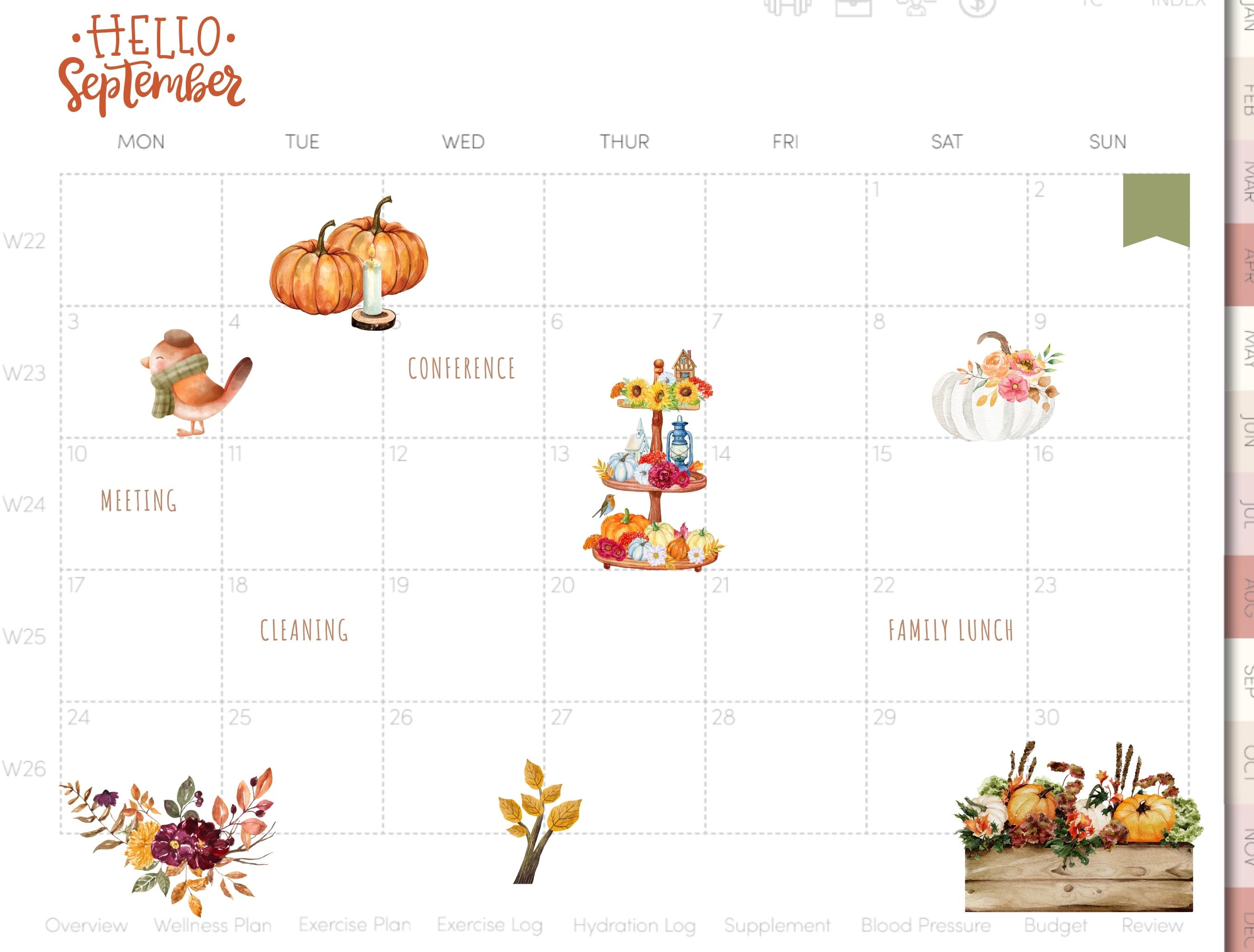 September 2024 Goodnotes Stickers| Aesthetic Everyday Digital Stickers ...