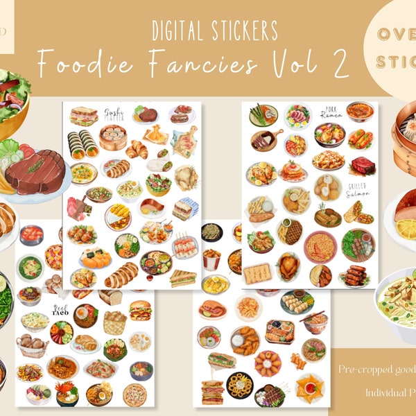 Foodie Fancies Vol2 Goodnotes Planner Stickers |Watercolor Food digital stickers | digital stickers goodnotes| meal recipe clipart stickers