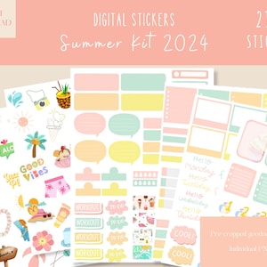 Summer Kit 2024 Goodnotes Stickers|Everyday Digital Stickers|July Digital Planner Sticker|August ipad Stickers |Summer Beach Pre-cropped PNG