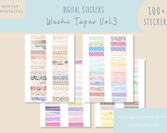 Washi Tape vol3 Goodnotes Stickers| Everyday Digital Stickers| Goodnotes Planner Sticker|Digital Planner memo Stickers | Memo iPad Stickers
