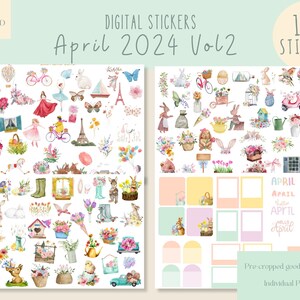 April 2024 Vol2 Goodnotes Stickers|Everyday Digital Stickers| Digital Planner Sticker|Floral Easter Goodnotes Stickers |Spring iPad Stickers