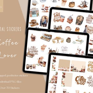 Coffee Lover Goodnotes Stickers| Everyday Digital Stickers| Goodnotes Planner Sticker|Digital Planner Stickers | Cafe iPad Stickers