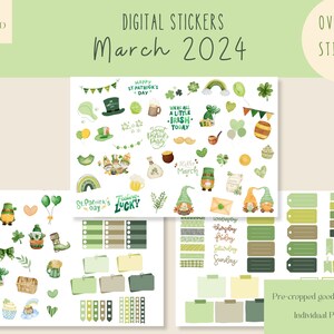 March 2024 Goodnotes Stickers|Everyday Digital Stickers| Digital Planner Sticker|St Patrick's  Day Goodnotes Stickers |Spring iPad Stickers