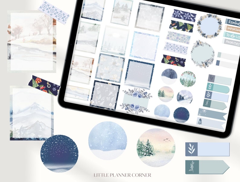 Frosty Blue Goodnotes Stickers| Winter Everyday Digital Stickers ...