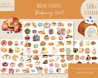 Bakery Vol1 Goodnotes Planner Stickers |Cake digital stickers | Dessert digital stickers goodnotes| meal recipe clipart stickers | Cakes PNG