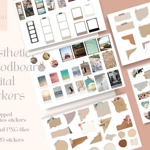Aesthetic Mood Board Digital Stickers for GoodNotes | Aesthetic Planner Stickers | Film Frame Stickers | PNG Stickers | Pre-cropped