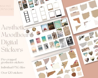 Aesthetic Mood Board Digital Stickers for GoodNotes | Aesthetic Planner Stickers | Film Frame Stickers | PNG Stickers | Pre-cropped