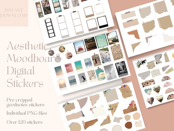 Aesthetic Mood Board Digital Stickers for GoodNotes | Aesthetic Planner Stickers | Film Frame Stickers | PNG Stickers | Pre-cropped