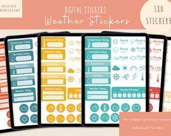 Weather Goodnotes Stickers|Everyday Digital Stickers|Daily Planner Stickers |Tracker Goodnotes Stickers| Widget iPad Stickers|Retro stickers