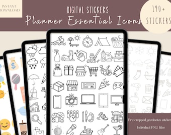 Planner Essential Icons Goodnotes Stickers|Aesthetic Everyday Digital Stickers| Ipad Planner Sticker |Icons iPad Stickers |Digital Sticker