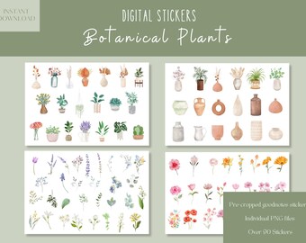 Botanical Plants Goodnotes Stickers|Everyday Digital Stickers| Digital Planner Sticker|Floral Goodnotes Stickers |Aesthetic iPad Stickers