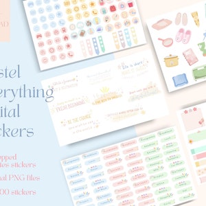 Pastel Everything GoodNotes Stickers / Daily GoodNotes Planner Stickers / Cute Pastel Planner Stickers / Pre-cropped Stickers / Ipad Sticker