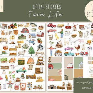 Farm Life Goodnotes Stickers|Everyday Digital Stickers| Spring Digital Planner Sticker|Farmhouse Goodnotes Stickers |Animal iPad Stickers