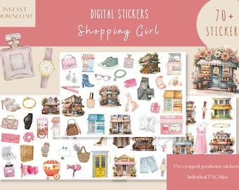 Shopping Girl Goodnotes Stickers|Everyday Digital Stickers|Digital Planner Sticker|Shop Goodnotes Stickers |Daily iPad Stickers|Shopping PNG