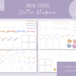 Glitter Goodnotes Stickers|Watercolor Everyday Digital Stickers| Aesthetic Planner Sticker |Rose gold iPad Stickers |Digital Stickers