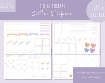 Glitter Goodnotes Stickers|Watercolor Everyday Digital Stickers| Aesthetic Planner Sticker |Rose gold iPad Stickers |Digital Stickers