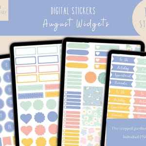 August Widgets Goodnotes Stickers|Everyday Digital Stickers|Digital Planner Stickers|Widget ipad Stickers |Shapes Pre-cropped PNG