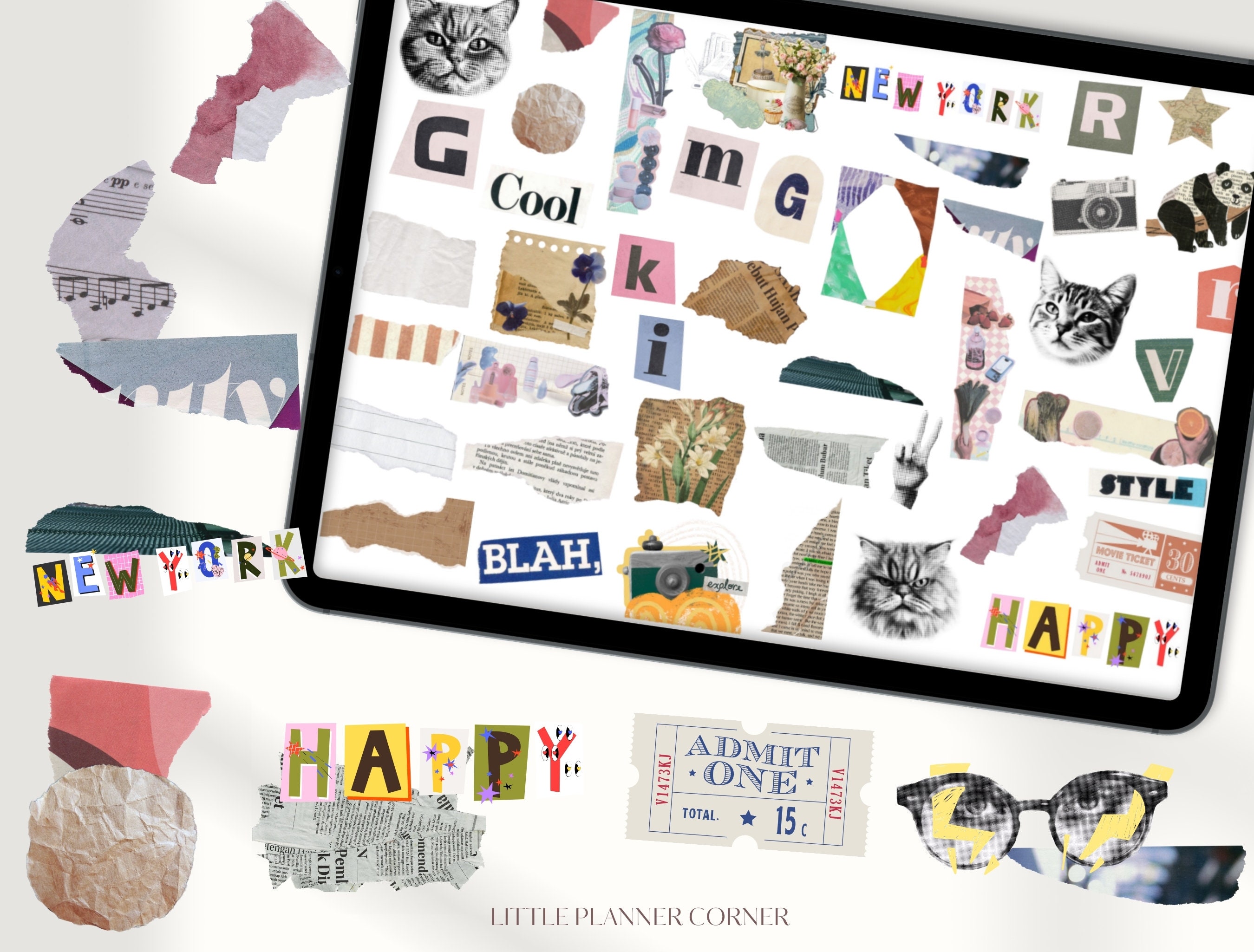 Magazine Collage Digital Stickers for Goodnotes |daily Planner Stickers ...