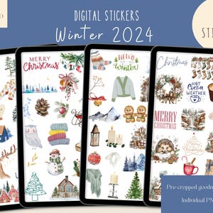 Winter 2024 Goodnotes Stickers | Winter digital Clipart | Winter iPad stickers | Christmas Ipad stickers | Winter Digital Planner Stickers