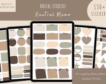 Neutral Memo GoodNotes Widget Stickers |Earth Tone Fall Digital Stickers for iPad | Planner Widgets | Earthy GoodNotes Stickers|Autumn Decor