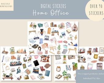 Home Office GoodNotes Stickers | Work from Home Digital Stickers | Everyday Planner Stickers for iPad | Work GoodNotes Stickers
